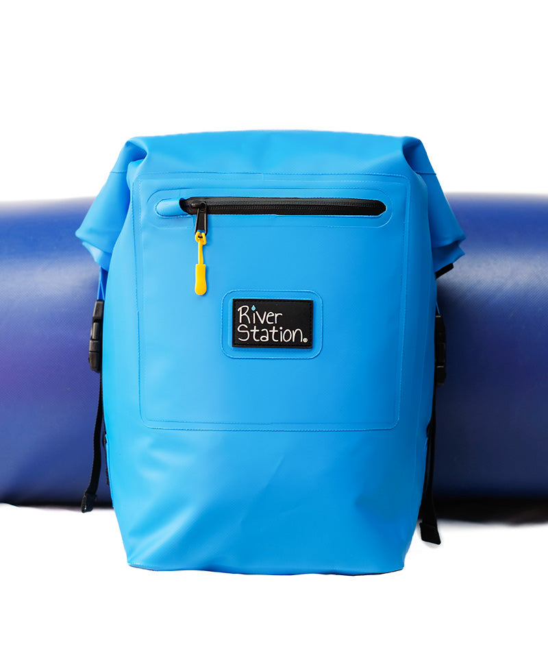 blue thwart dry bag for whitewater rafting and kayaking.