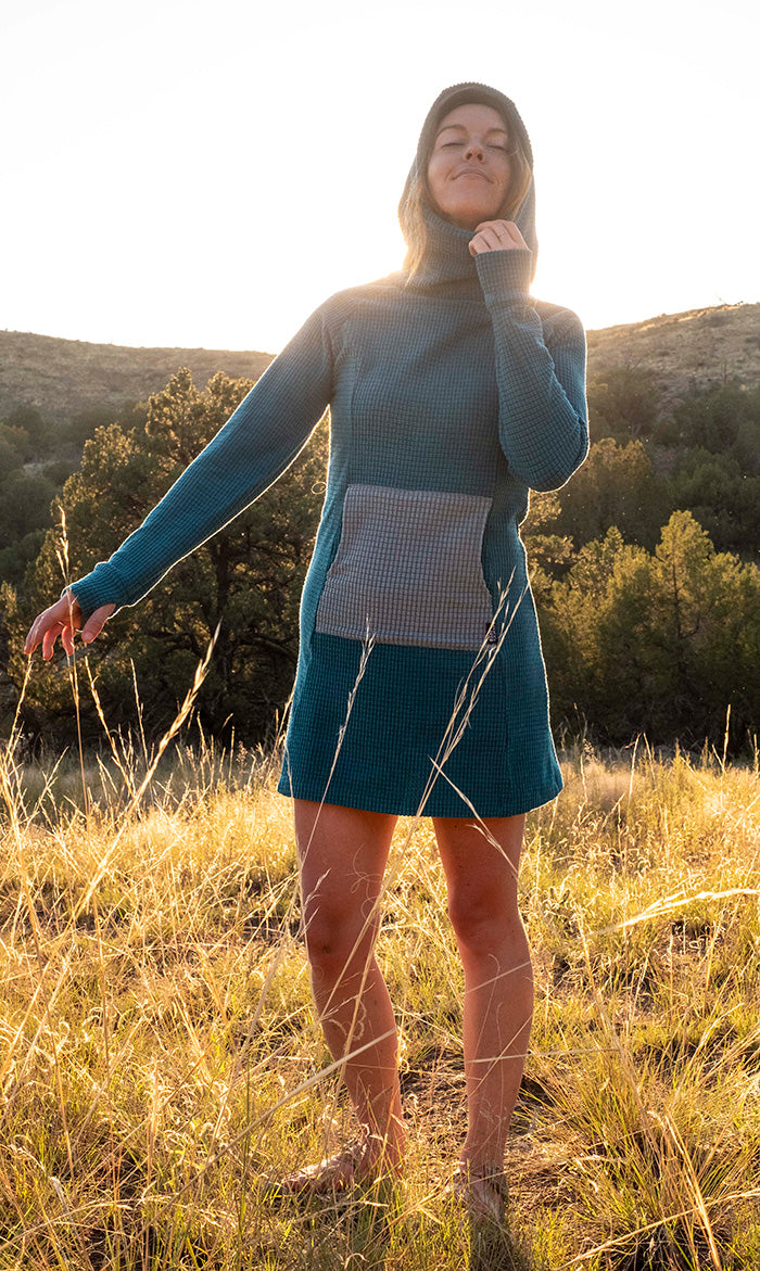 Fleece dress hoodie for adventures
