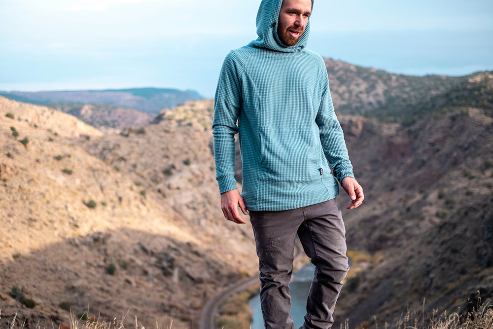 Mens micro grid fleece hoodie