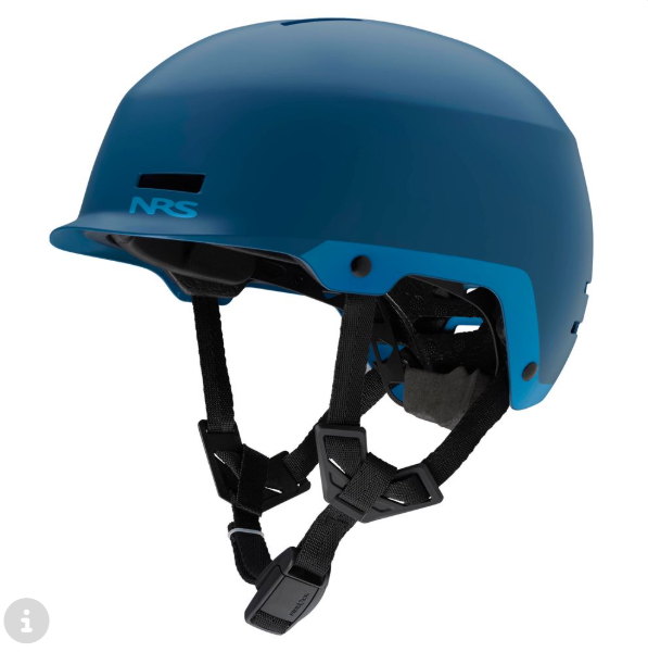 Blue helmet with NRS logo on a white background