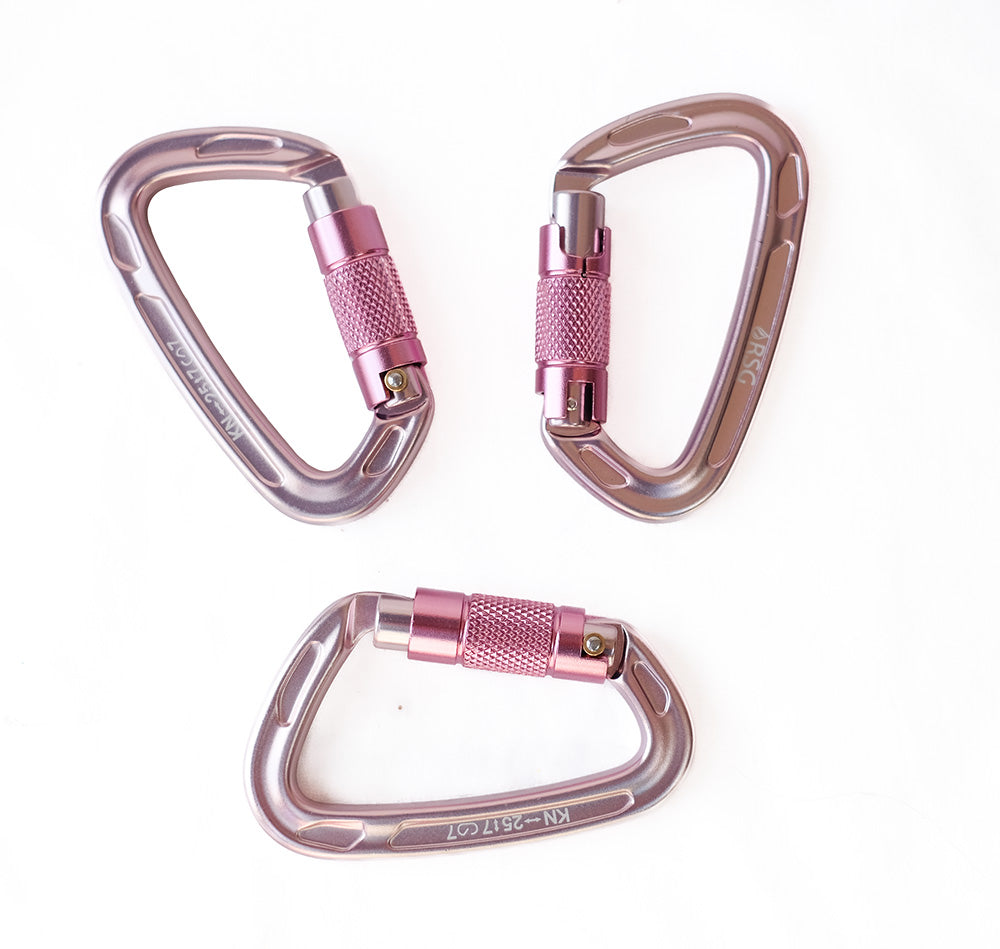 pink carabiners for rock climbing