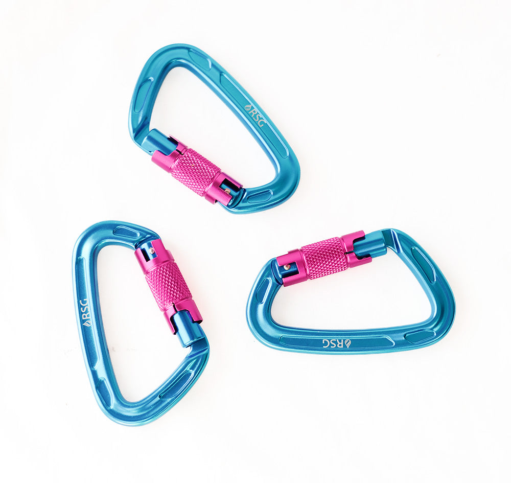 Blue and pink carabiner