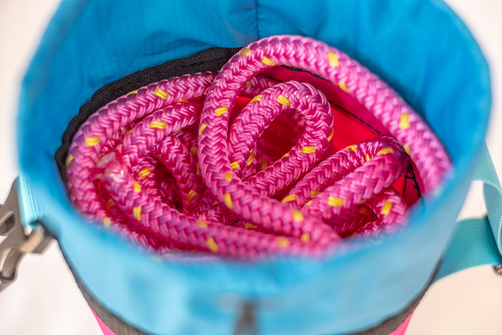 pink rescue rope for whitewater rafting and kayaking