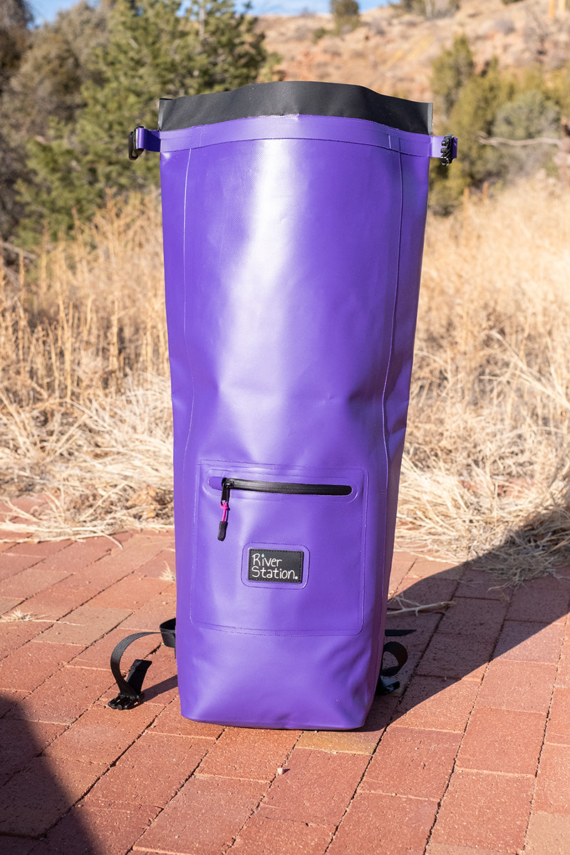 purple dry bag for rafting
