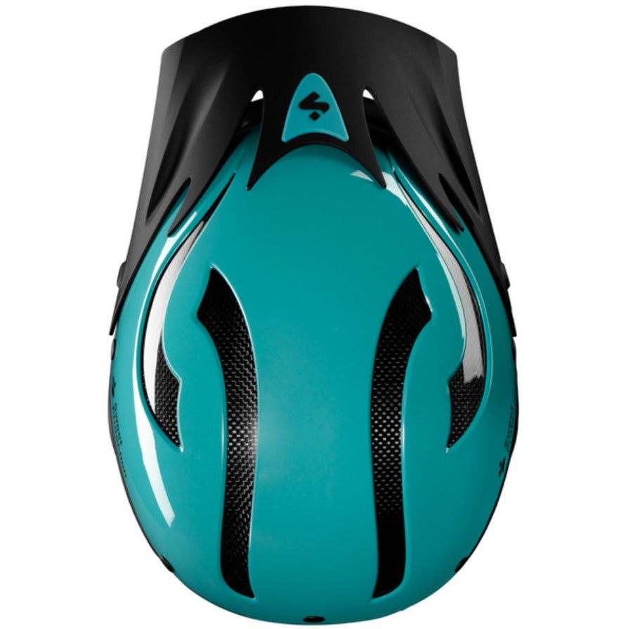 teal kayaking helmet