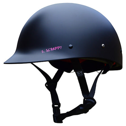 black and pink shred ready helmet for whitewater rafting and kayaking