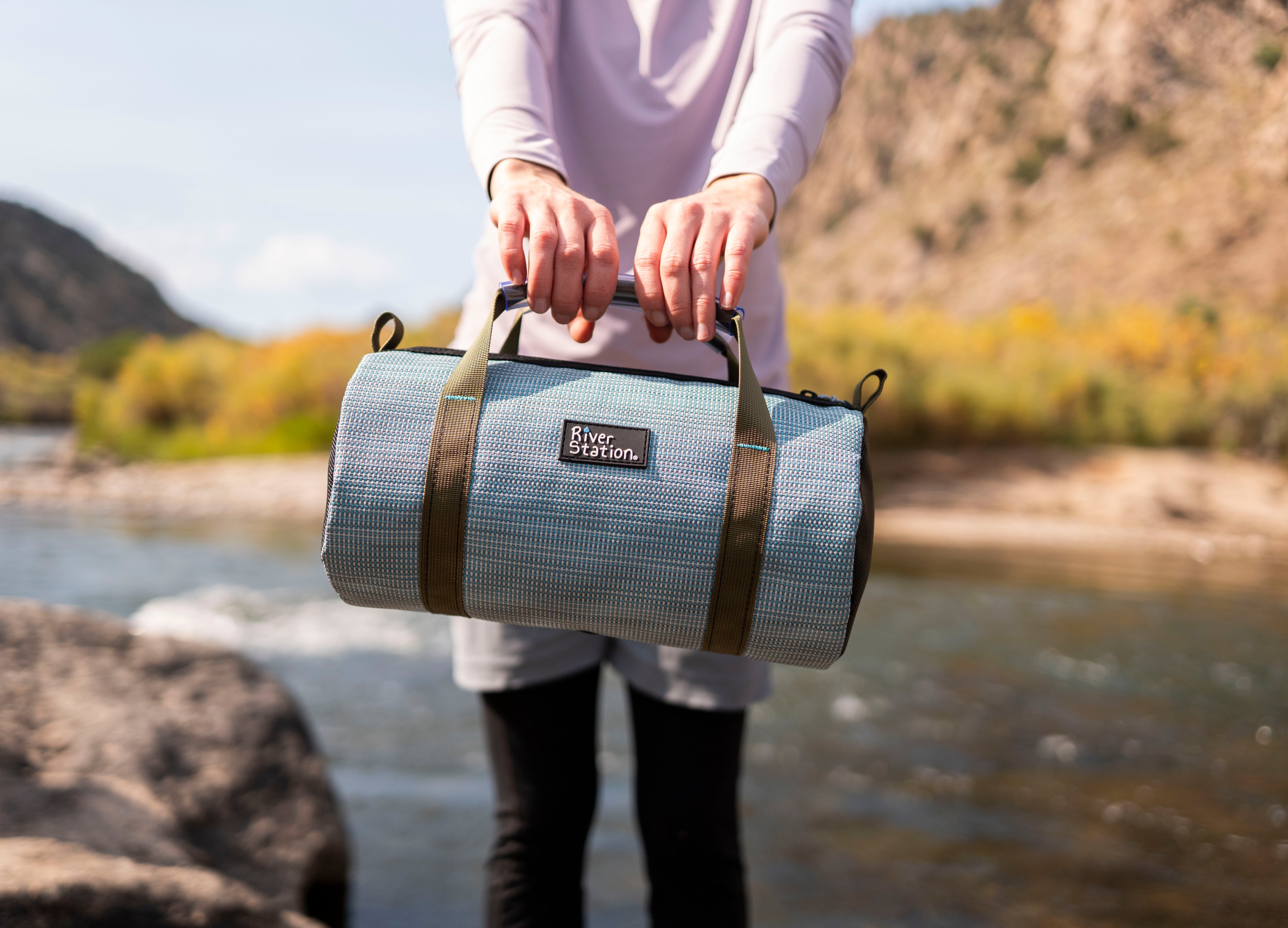 mesh strap bag for whitewater rafting gear