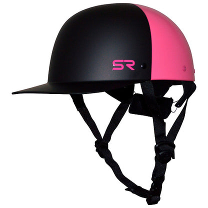 Black and pink whitewater rafting helmet