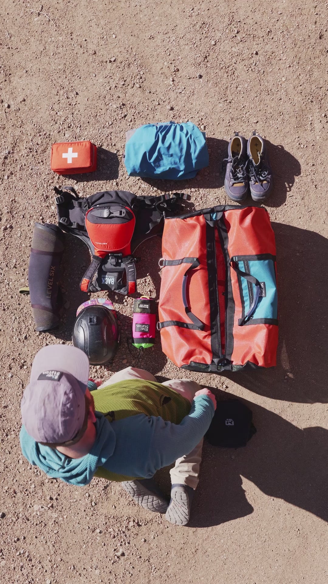 Load video: whitewater rafting mesh gear duffle bag