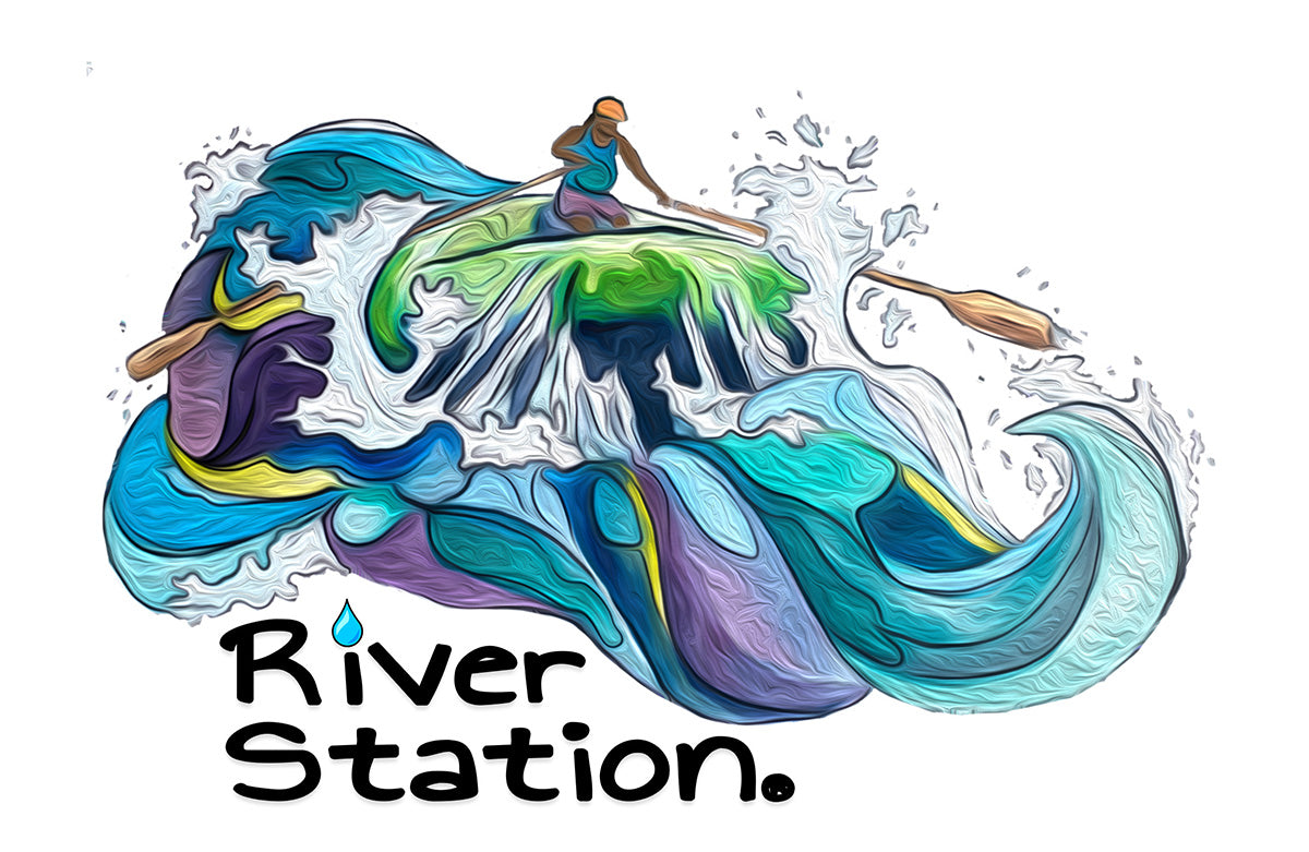 River Station whitewater rafting stickers.