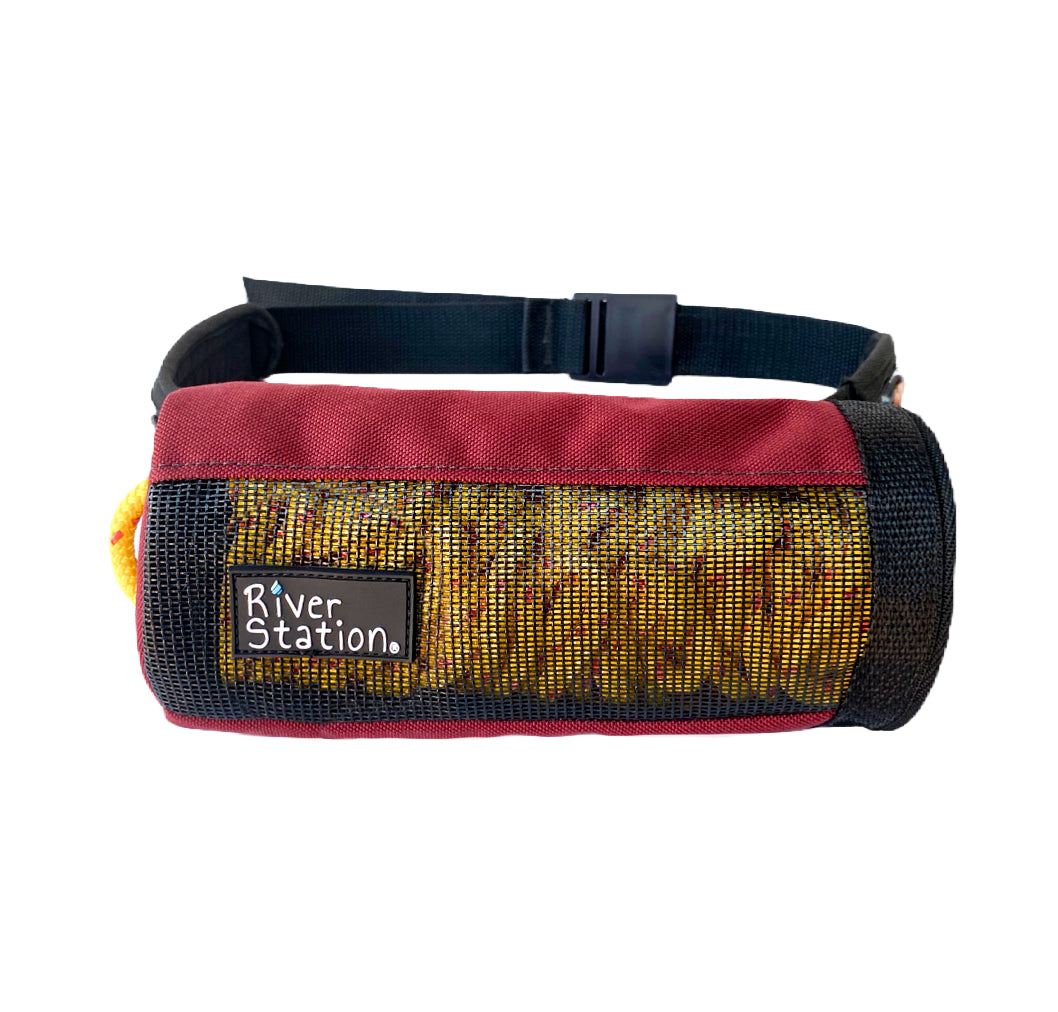 red waist throw bag for whitewater kayaking and rafting