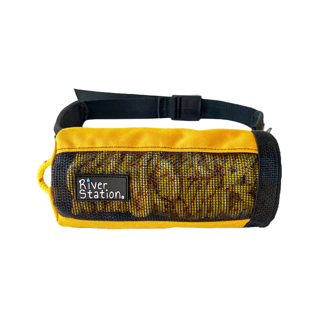 Yellow hip throw bag for rafting and kayaking